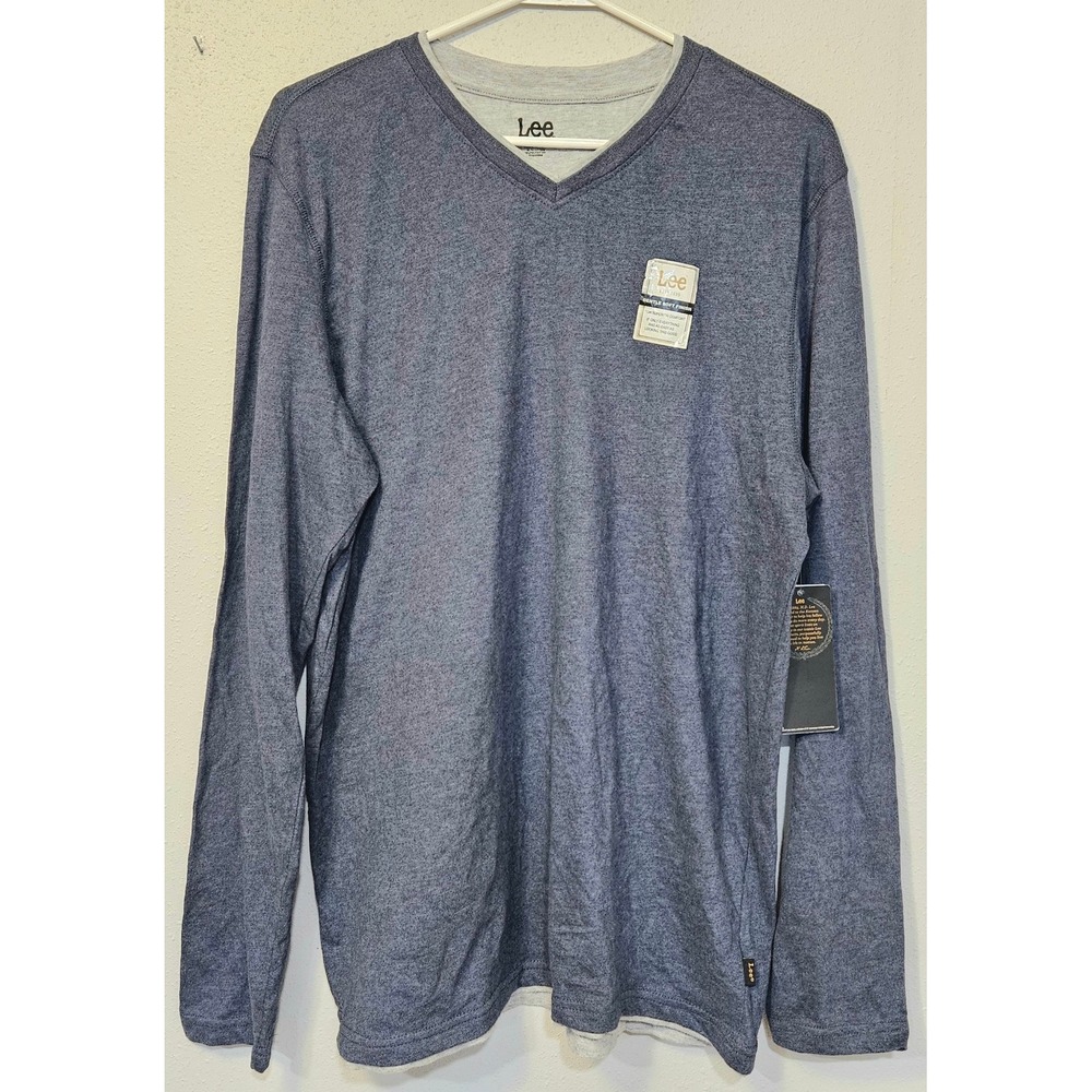 Lee Gentle Soft Finish Navy Long Sleeve Tshirt Size Large